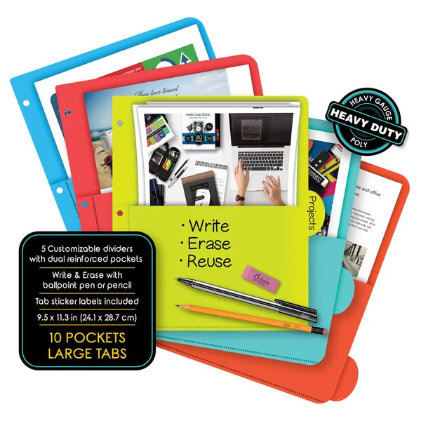 iQ 5 Tab Poly Index Dividers With Pockets