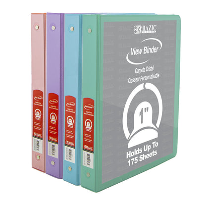 View Binder 1" 2-Pocket Asstorted Pastel Colors - JA Riollano