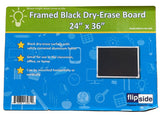 ALUMINUM FRAME DRY ERASE BLACK BOARD 24" X 36"