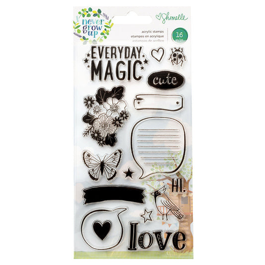 NEVER GROW UP ACRYLIC STAMPS 16PCS
