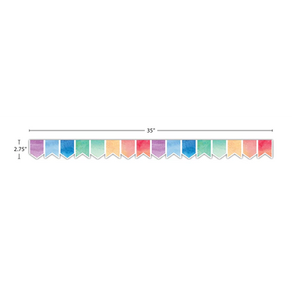 Watercolor Pennants Die-Cut Border Trim