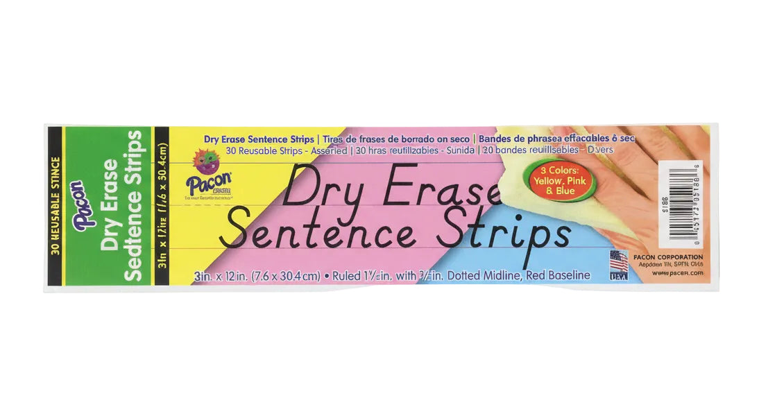 Dry Erase Sentence Strips Asst | 30 Reusable