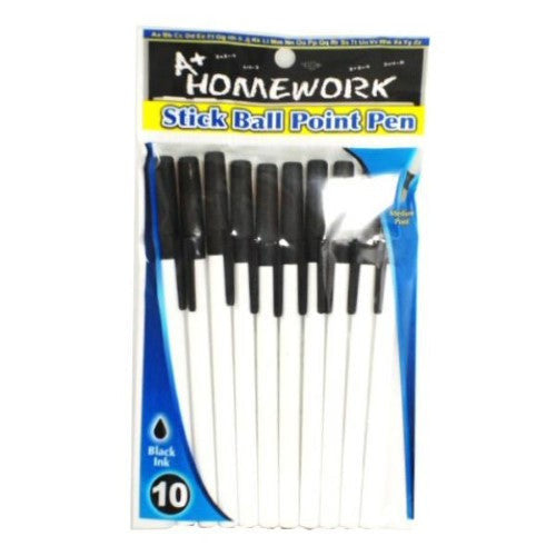 Stick Pes WHTE BARREL STICK PENS BLACK INK PQ.10 – JA Riollano Co, Inc. School I ...