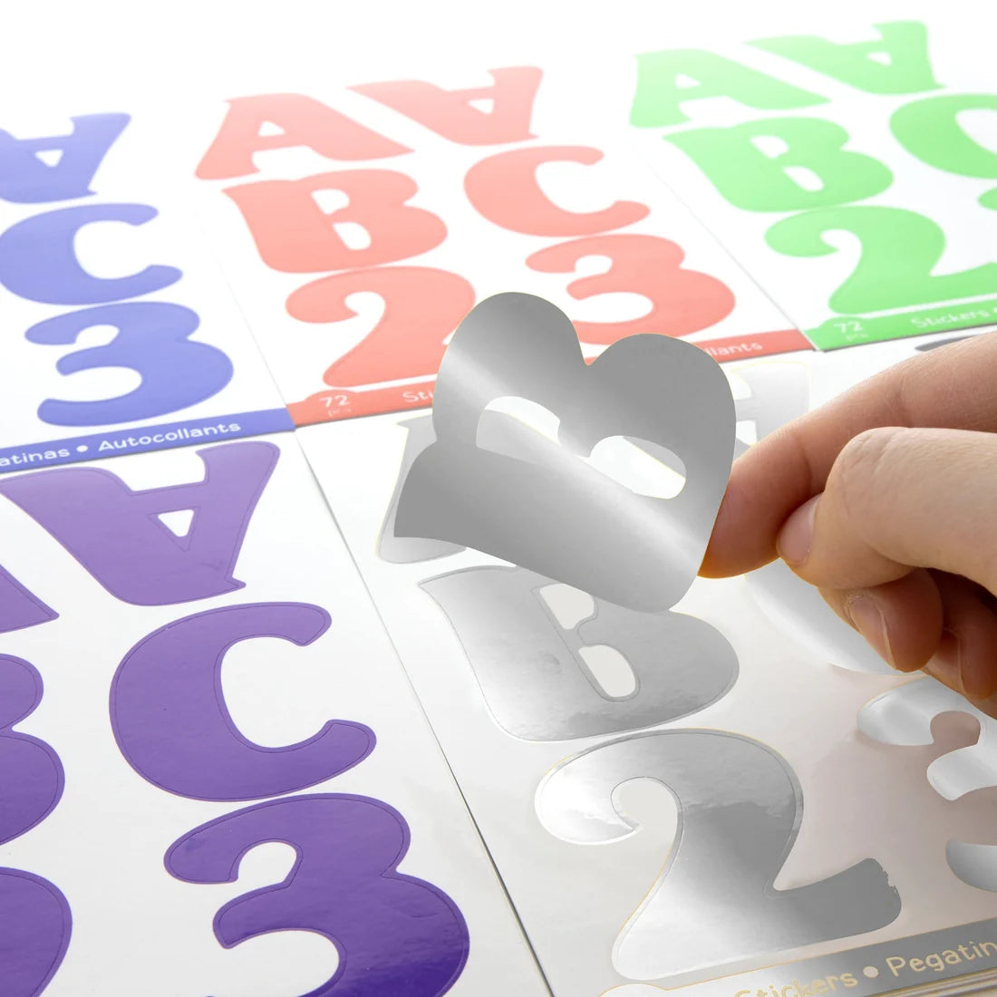 Metallic Color Alphabet Stickers 2'' 10 Sheets