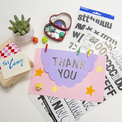 BLACK COLOR ALPHABET STICKERS 1'' 6 SHEETS