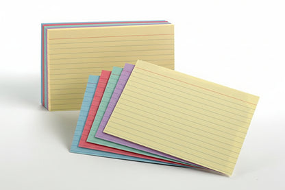 INDEX CARD RULED ASSORTED COLORS 4" X 6" PQ.100
