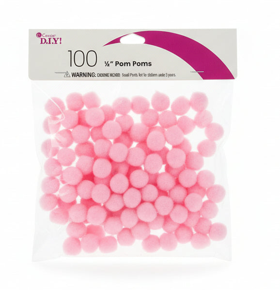 Counsing DIY Pom-Poms | 1/2" | Pink | 100pcs