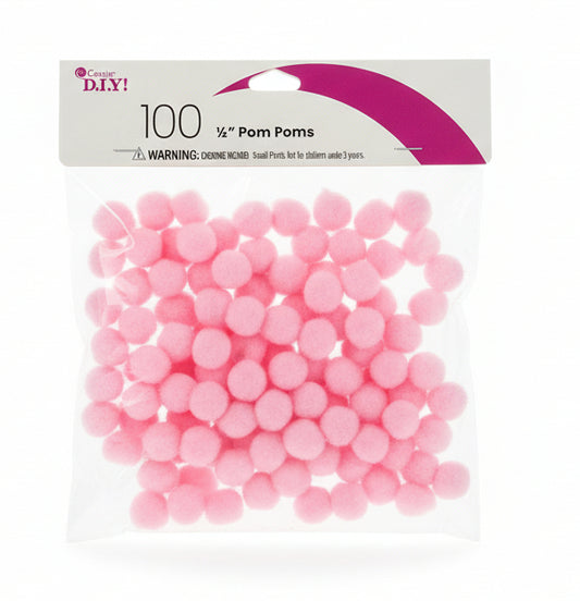Counsing DIY Pom-Poms | 1/2" | Pink | 100pcs