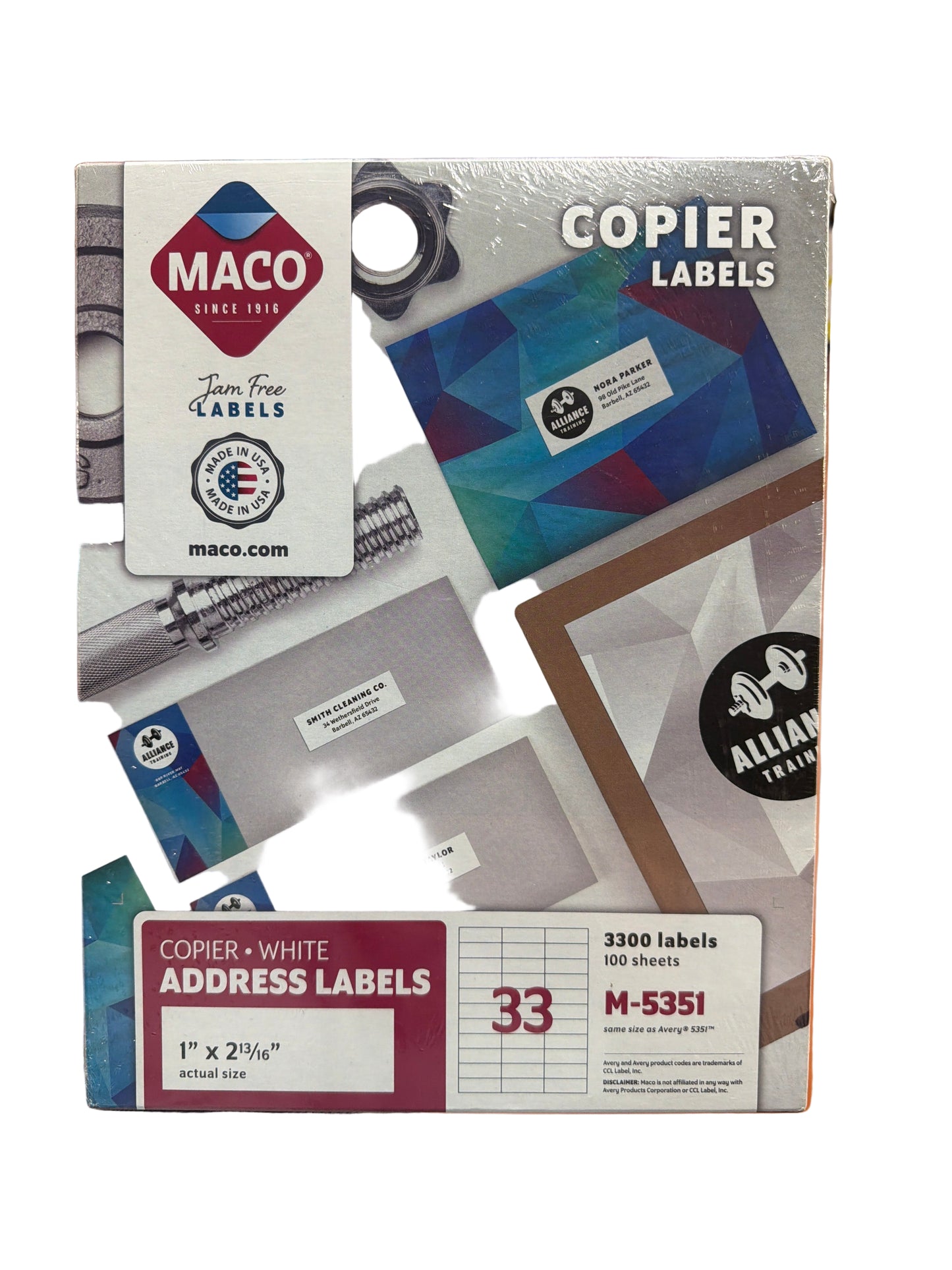 Mac White Mailing Labels 1" x 2-13/16 3300 PC