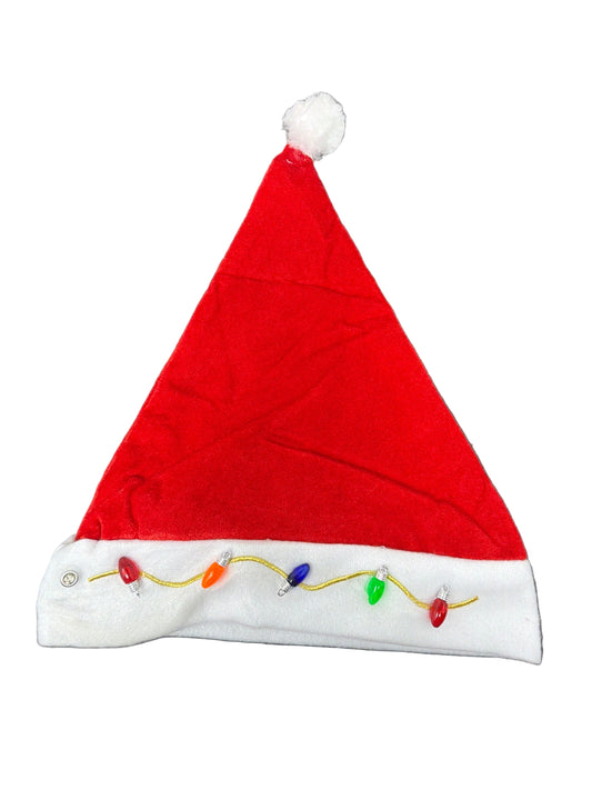 SANTA HAT 5PC LIGHTS 41CM LIGHT UP