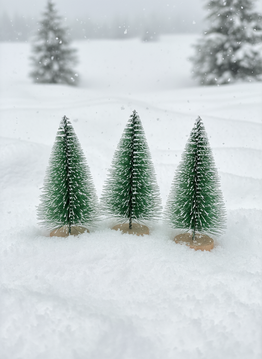 CHRISTMAS TREE W/ SNOW 10CM 3PC