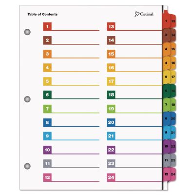 Printable Index Dividers 24 Tab Multicolor