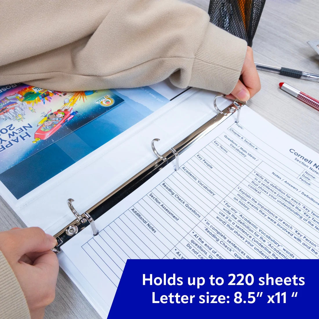 1" White PVC-Free Slant-D Ring View Binder W/ 4-PO