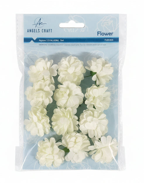 Flores de papel | PAPER FLOWER| WHITE, 1.5 12CT