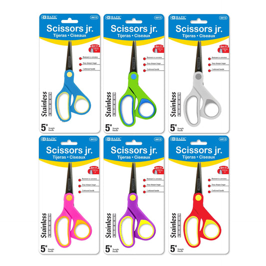 School Scissors 5" Pointed Tip Soft Grip