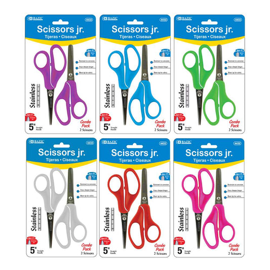 School Scissors 5" Blunt & Pointed Tip (2/Pack) by each