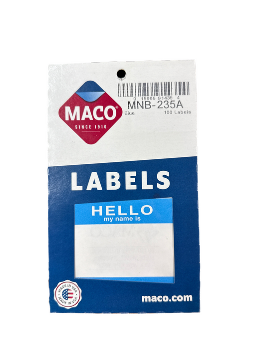 NAME BADGE HELLO 3-3/8 X 2-1/4" BLUE 100 PC