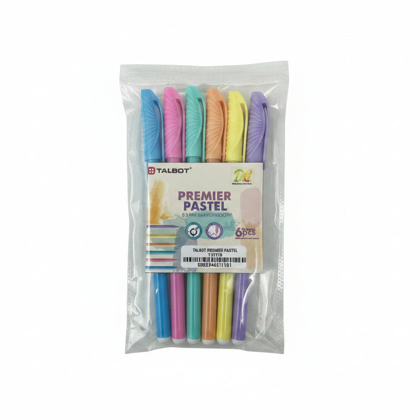 Pack con 6 bolígrafos pastel con tinta del color del cuerpo