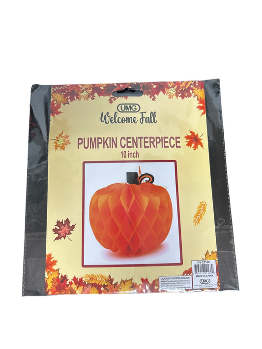 HONEYCOMB PUMPKIN W/ HANGER 10IN