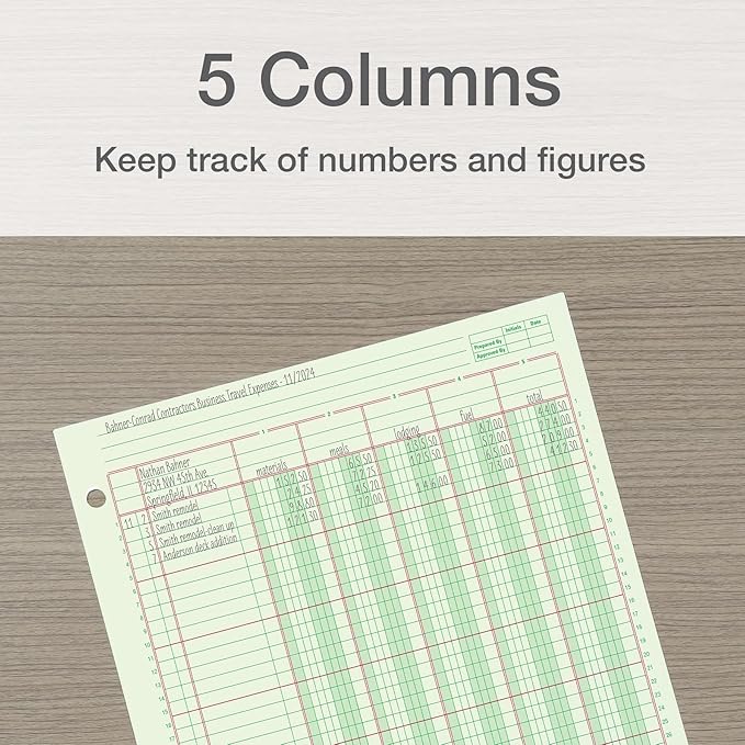 Columnar Analysis Pad, 5 Column Ledger, 8.5" x 11", 100 Pages