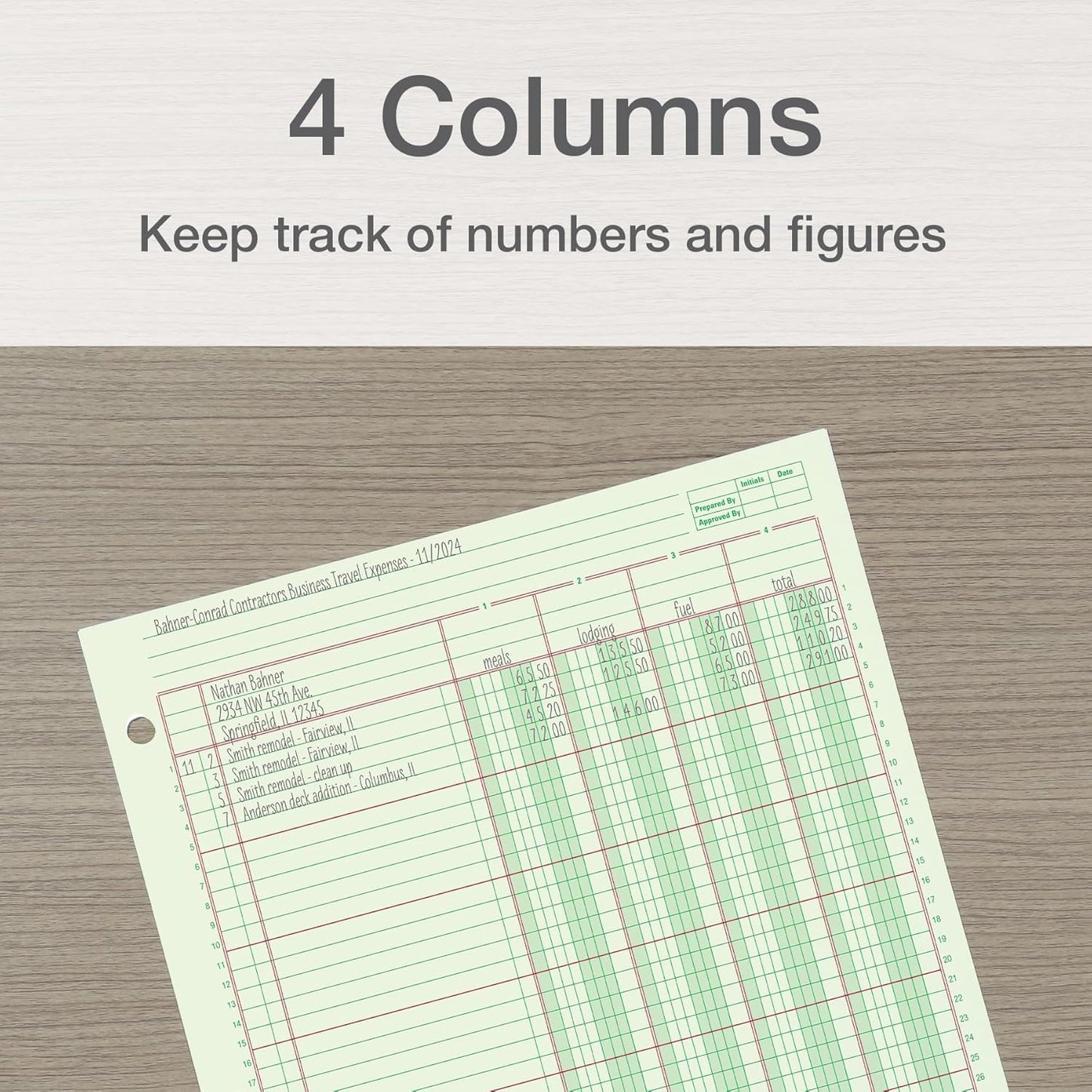 Columnar Analysis Pad, 4 Column Ledger, 8.5" x 11", 100 Pages