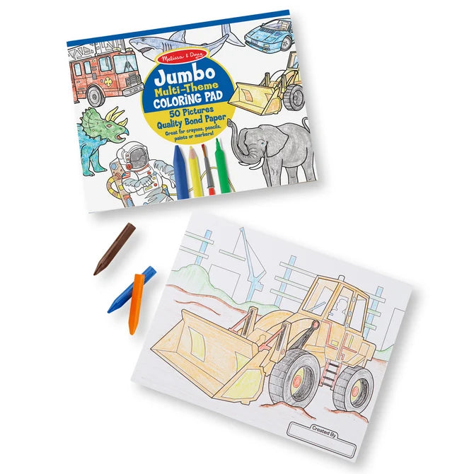 Jumbo 50-Page Kids' Coloring Pad - Space, Sharks,