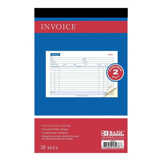 Invoice 2 Part Carbonless 5-9/16" X 8-7/16" 50 Set
