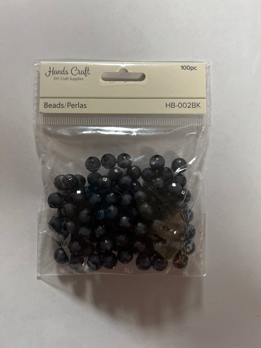 DISCO BEADS BLACK 8MM 100 PC