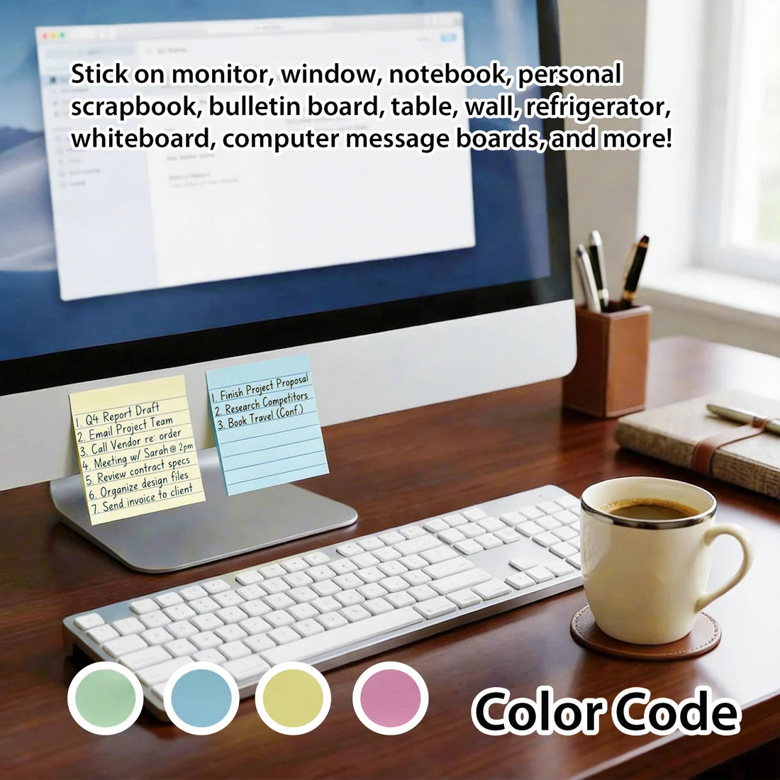 Lined Stick on Notes 3" X 3" Assorted 3/pk – imagen 3 - JA Riollano
