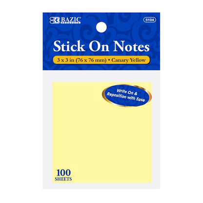 100 Ct. 3" X 3" Yellow Sticky Notes – imagen 1 - JA Riollano