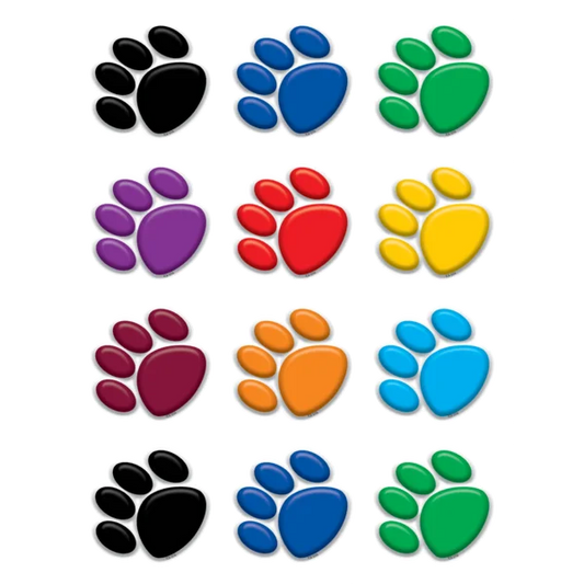 COLORFUL PAW PRINTS MINI ACCENTS 36 PC