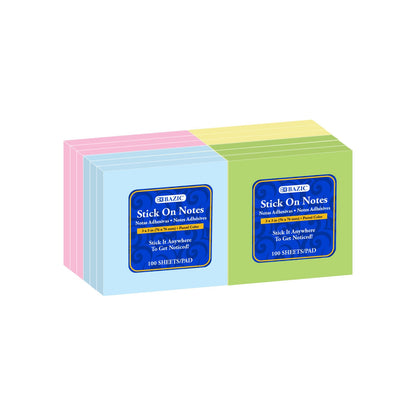 Stick on Notes 3" X 3" Assorted 12/pk - JA Riollano