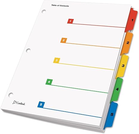 Printable Index Dividers 5 Tab Multicolor
