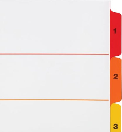 Printable Index Dividers 5 Tab Multicolor