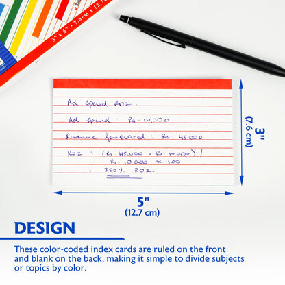100 ct. 3" X 5" Ruled Color Coded Index Card – imagen 2 - JA Riollano