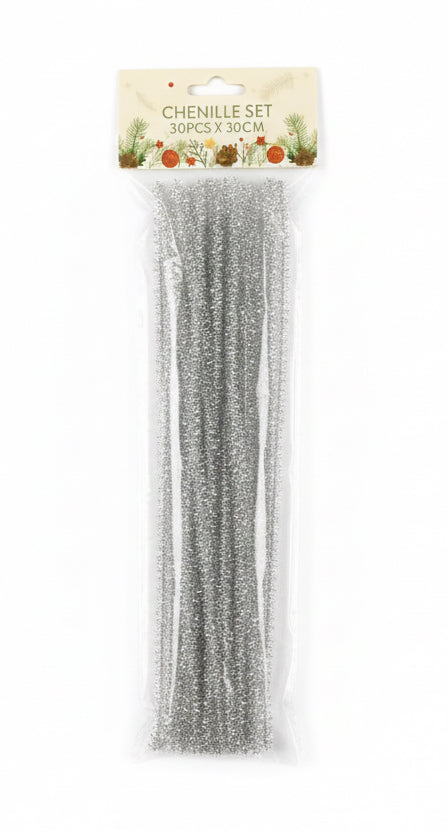 Silver Glitter Chenille | 30 PCS