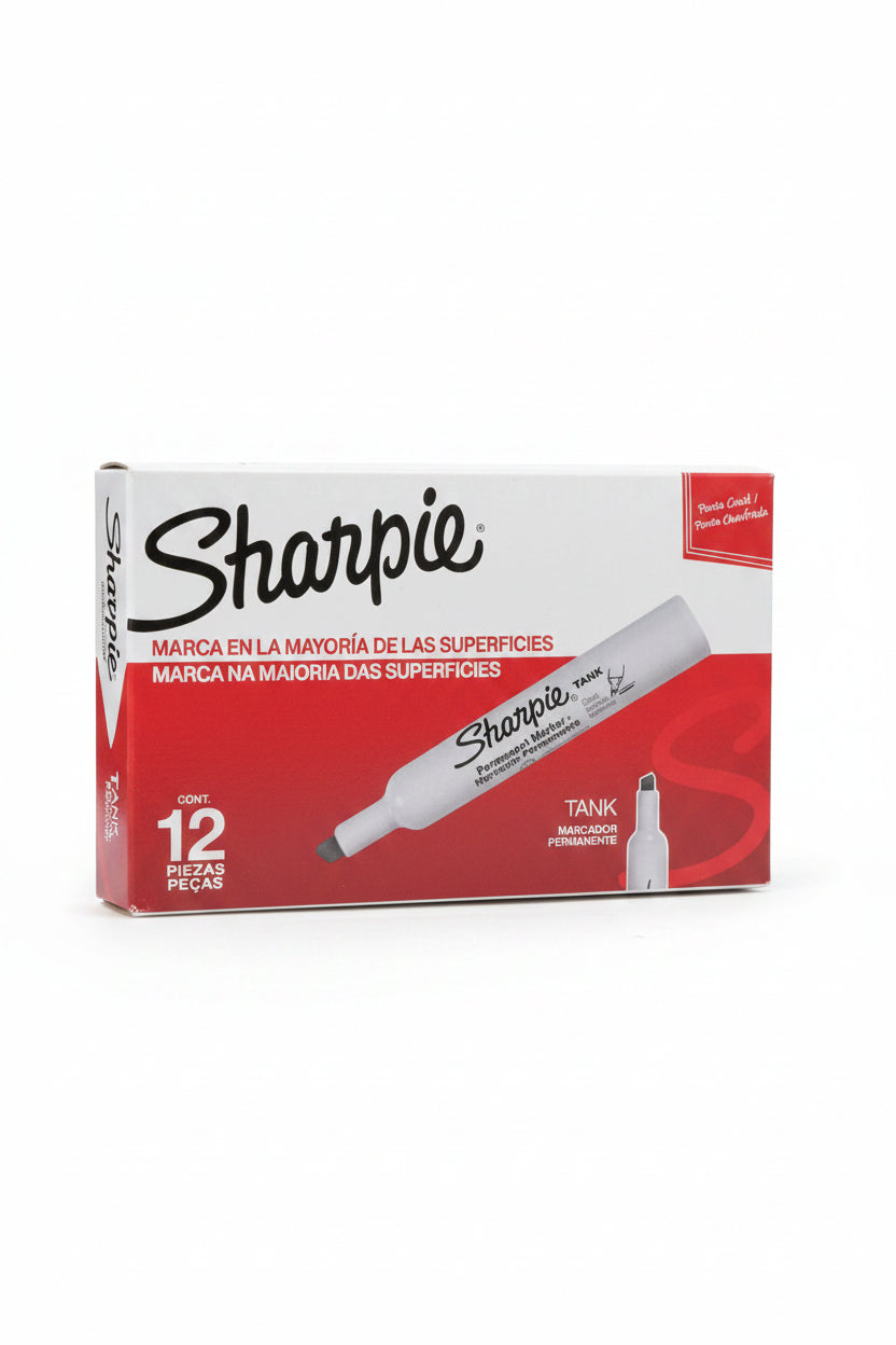 Sharpie Tank Permanent Marker Chisel Tip Black Cj. 12