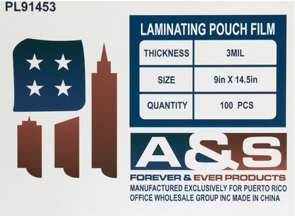 Laminating Pouch Film | 3 mil | 9 in x 14.5 in | 100pcs