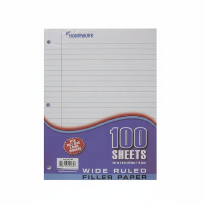 Filler Paper Wide Ruled 100 Hojas – imagen 1 - JA Riollano