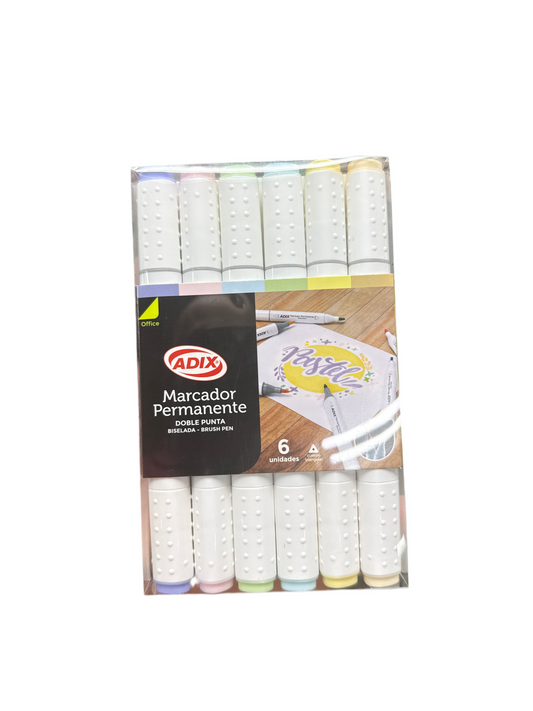 MARCADOR DOBLE PUNTA 6 COLORES PASTEL ADIX