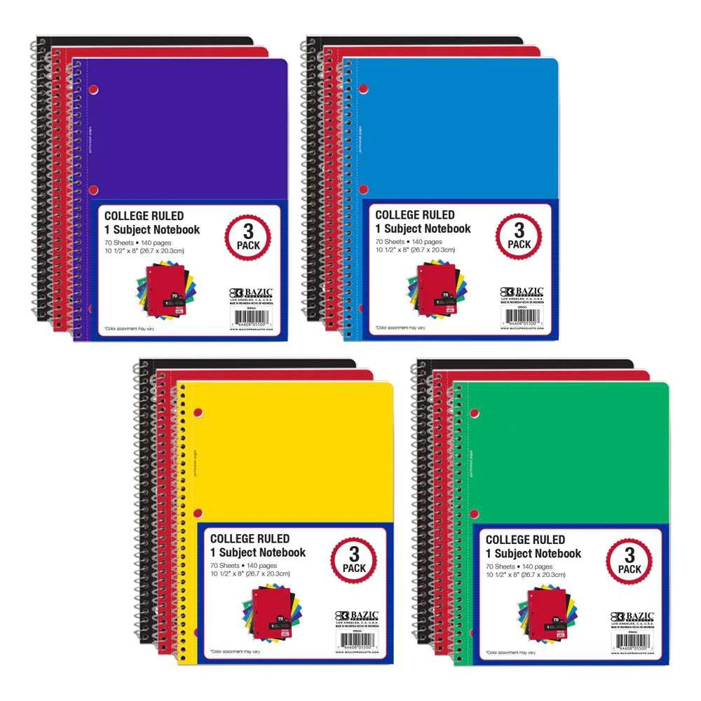 1-Subject Spiral Notebook | (3/Pack)