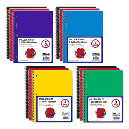 1-Subject Spiral Notebook | (3/Pack)
