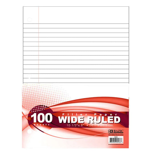 FILLER PAPER WIDE RULED 100 SHEET