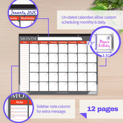 Undated 12-Months Desk Pad Calendar 17" X 22"