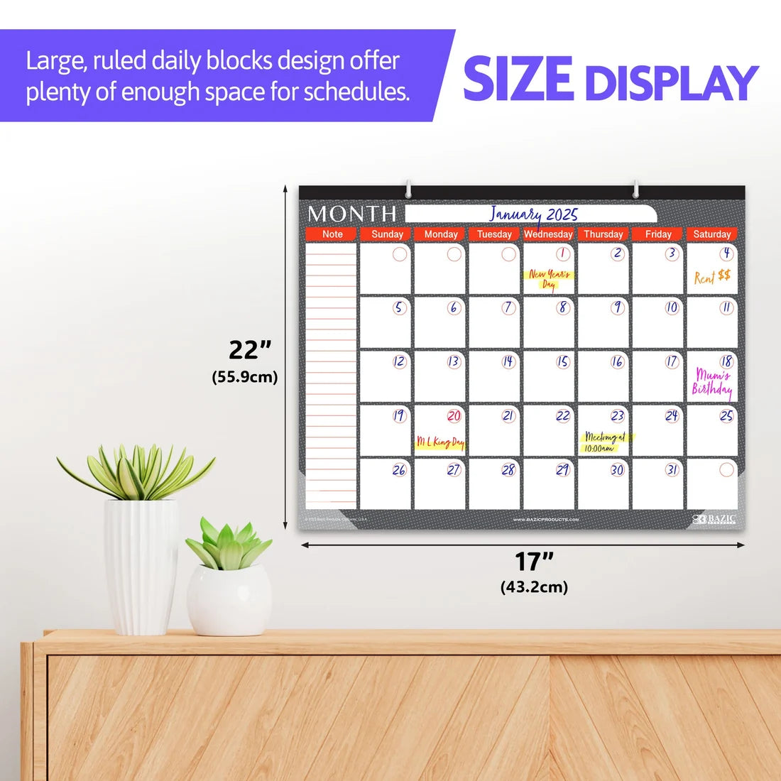 Undated 12-Months Desk Pad Calendar 17" X 22"