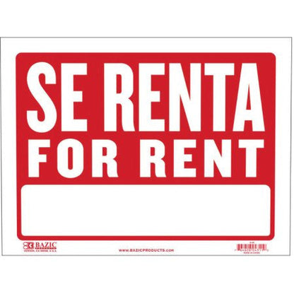 Sign Se Renta/For Rent 9" X 12" - JA Riollano