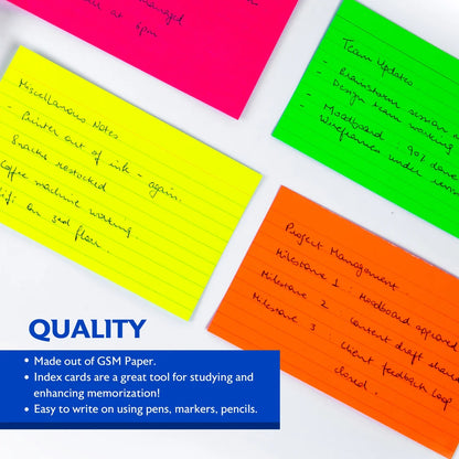 Index Card Ruled Fluorescent 3" X 5" PQ.75