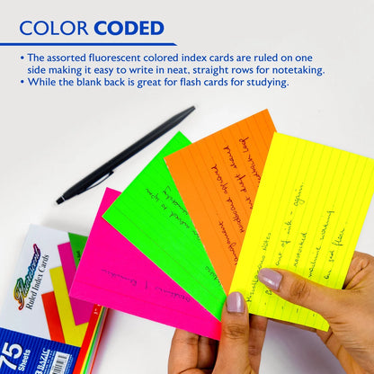 Index Card Ruled Fluorescent 3" X 5" PQ.75