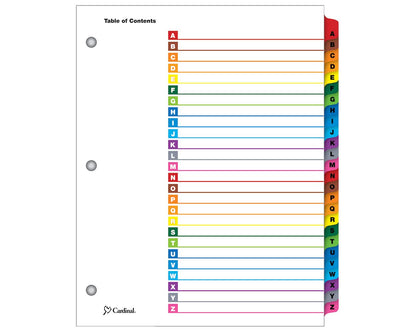 Printable Index Divider A-Z Multicolor Letter