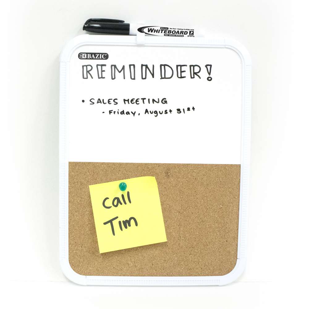 Markerboard/Cork Plastic Frame 8.5" X 11" W/Marker